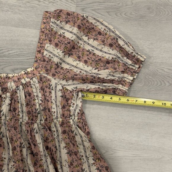 Free People Vintage Lover Blouse Relaxed Cotton Babydoll Cottage Floral Sz M EUC - Picture 6 of 6